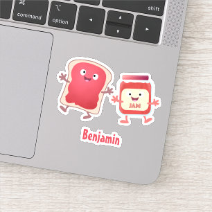 Sticker Caractères de dessins animés sur le pain et la con