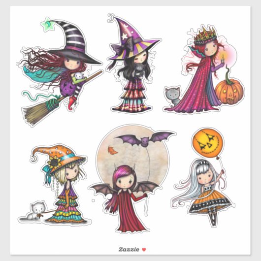 Sticker Caractères Whimsical Halloween par Molly Harrison (Feuille)