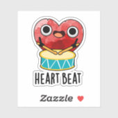 Sticker Cardiaque Beat Funny Heart Drummer Pun (Feuille)