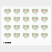 Sticker cardiaque rose et vert Damask floral 1,5 p (Feuille)