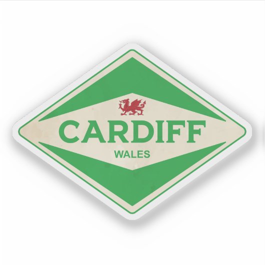 Sticker Cardiff Wales Vintage (Devant)