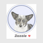 Sticker Cardigan Welsh Corgi Peinture - Art Chien original (Feuille)