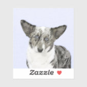 Sticker Cardigan Welsh Corgi Peinture - Art Chien original (Feuille)