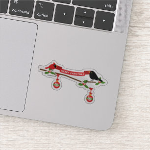 Sticker Cardinal Et Cardinal En Branche - MERRY XMAS
