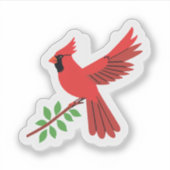 Sticker Cardinal rouge | Branche d'arbre joliment peint (Devant)