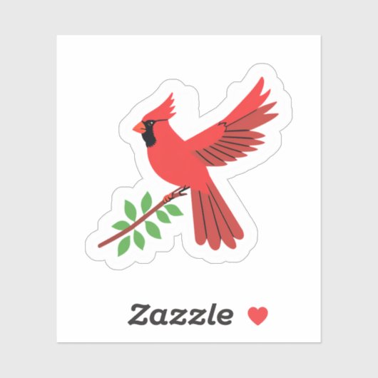 Sticker Cardinal rouge | Branche d'arbre joliment peinte (Feuille)