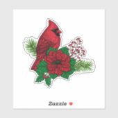 Sticker Cardinaux rouges sur décoration de Noël (Feuille)