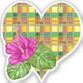 Sticker Caribbean Colorful Fabric Madras Tartan (Recto)