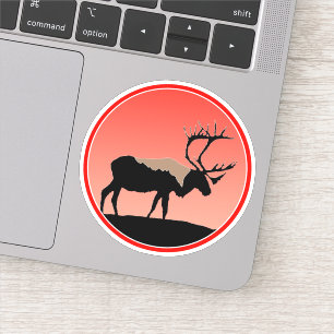 Sticker Caribou au coucher du soleil - Art original de la