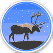 Sticker Caribou en hiver - Art original de la faune (Devant)