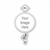 Sticker Caricature adorable à poils cor debout (Devant)