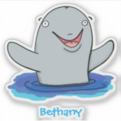 Sticker Caricature adorable de marsouin (Devant)