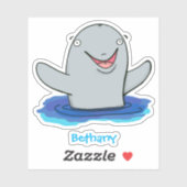 Sticker Caricature adorable de marsouin (Feuille)