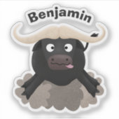 Sticker Caricature amusante de buffle d'eau courante (Devant)