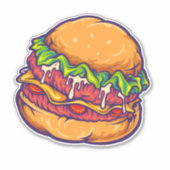 Sticker Caricature Burger Fast Food (Devant)