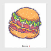 Sticker Caricature Burger Fast Food (Feuille)
