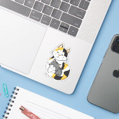 Sticker Caricature Calico Cat et Tabby Kitten (Ordinateur portable avec iPhone)