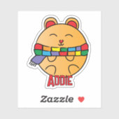 Sticker Caricature d'animal d'hiver mignon Hamster personn (Feuille)