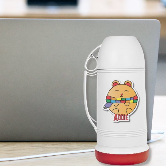 Sticker Caricature d'animal d'hiver mignon Hamster personn