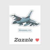 Sticker Caricature d'avion de chasse militaire (Feuille)