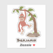 Sticker Caricature de bébé orangoutan joyeux (Feuille)