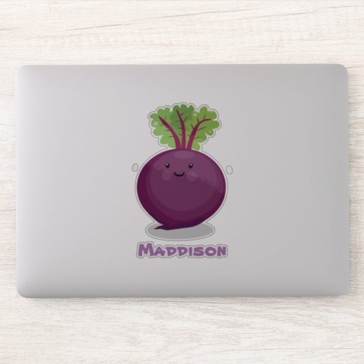 Sticker Caricature de betterave mignonne et violette (Ordinateur)