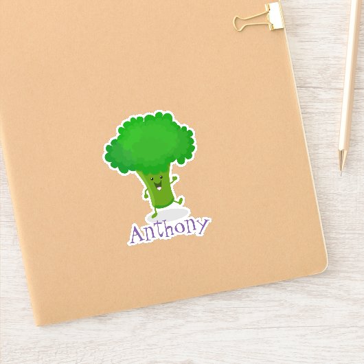 Sticker Caricature de brocoli dansant Cute kawaii (Carnet)