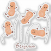 Sticker Caricature de cacahuètes joyeux sautillant (Devant)