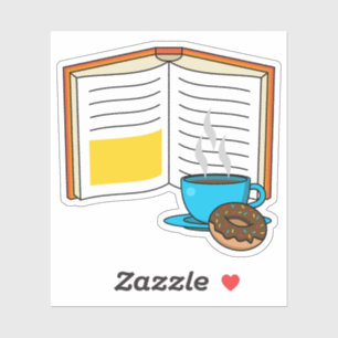 Sticker Caricature de café et de beignets