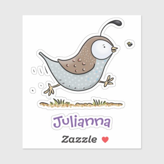 Sticker Caricature de caille mignonne (Feuille)