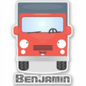 Sticker Caricature de camion livreur rouge mou (Devant)