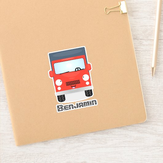 Sticker Caricature de camion livreur rouge mou (Carnet)