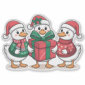 Sticker Caricature de canards de Noël mignons Art-68105 (Devant)