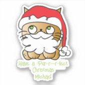 Sticker Caricature de chat de Noël drôle Dire (Devant)