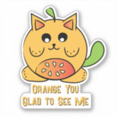 Sticker Caricature de chat orange Cute Kawaii Drôle Dit (Devant)