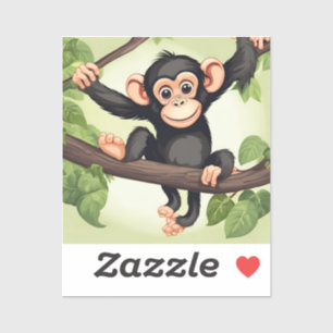 Sticker Caricature de chimpanzé fou mignon