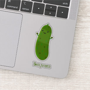 Sticker Caricature de cornichon joyeux