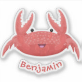 Sticker Caricature de crabe rouge cuite (Devant)