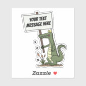 Sticker Caricature de crocodile vert mignon, drôle et sour (Feuille)