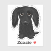 Sticker Caricature de Dachshund noir mignon (Feuille)