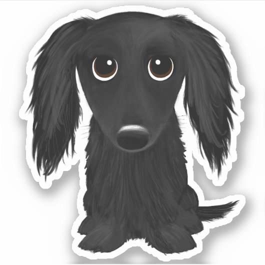 Sticker Caricature de Dachshund noir mignon (Devant)