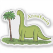 Sticker Caricature de dinosaure de brontosaurus vert migno (Devant)