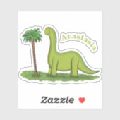 Sticker Caricature de dinosaure de brontosaurus vert migno (Feuille)