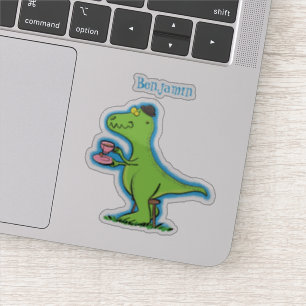 Sticker Caricature de dinosaure vert t rex