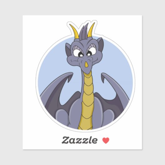 Sticker Caricature de dragon violet Custom-Cut Vinyl Stick (Feuille)