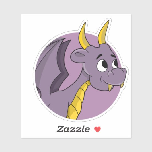 Sticker Caricature de dragon violet Custom-Cut Vinyl Stick (Feuille)