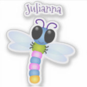 Sticker Caricature de dragonfly joyeux mignon (Devant)
