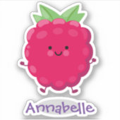 Sticker Caricature de framboise rouge joyeux (Devant)