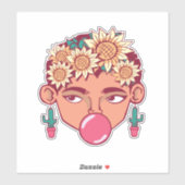 Sticker Caricature de Frida Kahlo (Feuille)