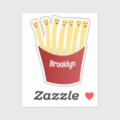Sticker Caricature de frites Cute kawaii fast food (Feuille)